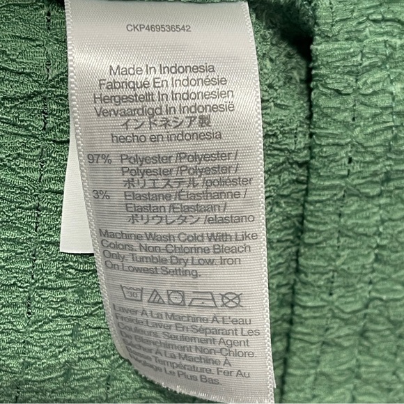 Madewell Crinkle-knit Button Front Trellis Green Top Floral Shaped Buttons NJ769 - Picture 8 of 8